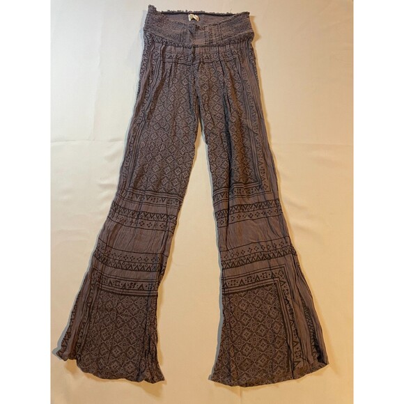 O'NEILL Flowy Boho Festival Mauve Southwestern Aztec Flared Pull On Smocked - Picture 1 of 4